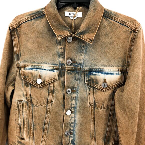 RE/DONE Women's Sandbar Fit Trucker Jacket Small Brown Long Sleeve Collared NWOT - Picture 2 of 7